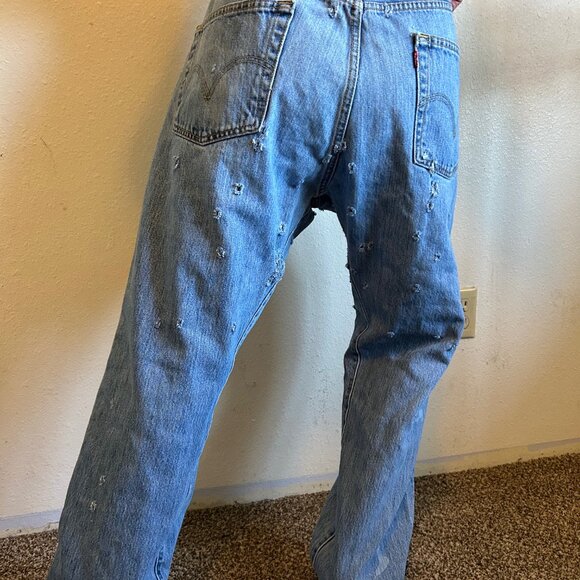 Embellished by RDG "Buckshot Blues"   sizes 32 thru 38 waist the inseam is 32 - Picture 2 of 14